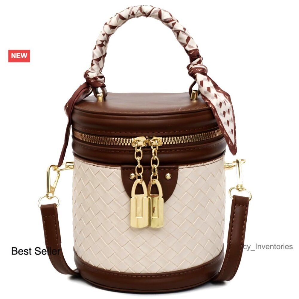 Vegan Leather Mini Crossbody Bag Round Shoulder Handbag Elegant Chic